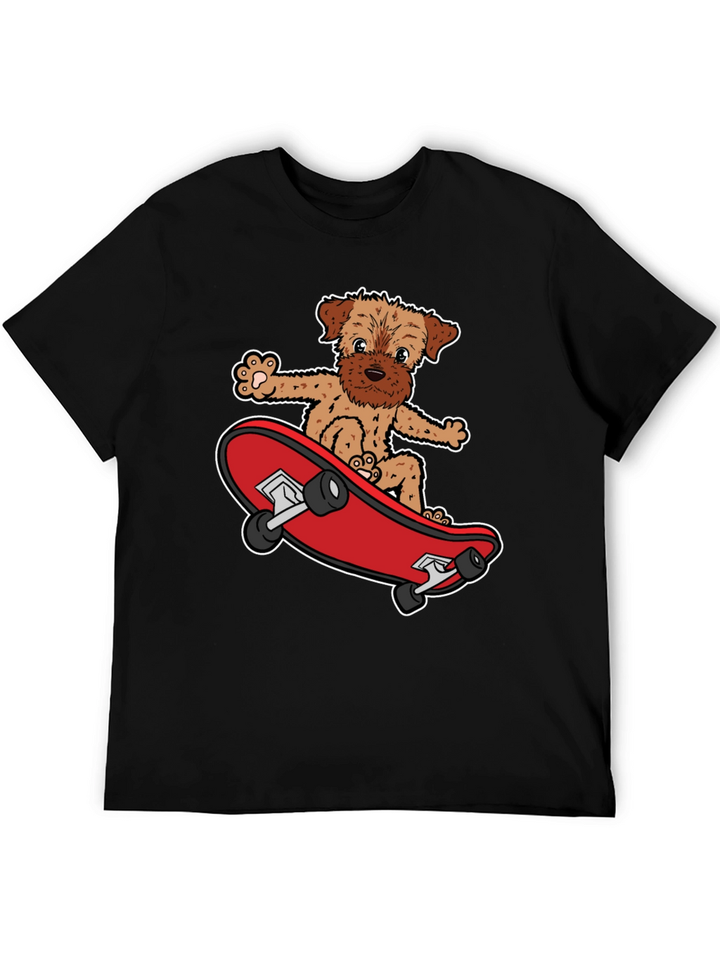 Dog Riding Skateboard Black Graphic T-Shirt