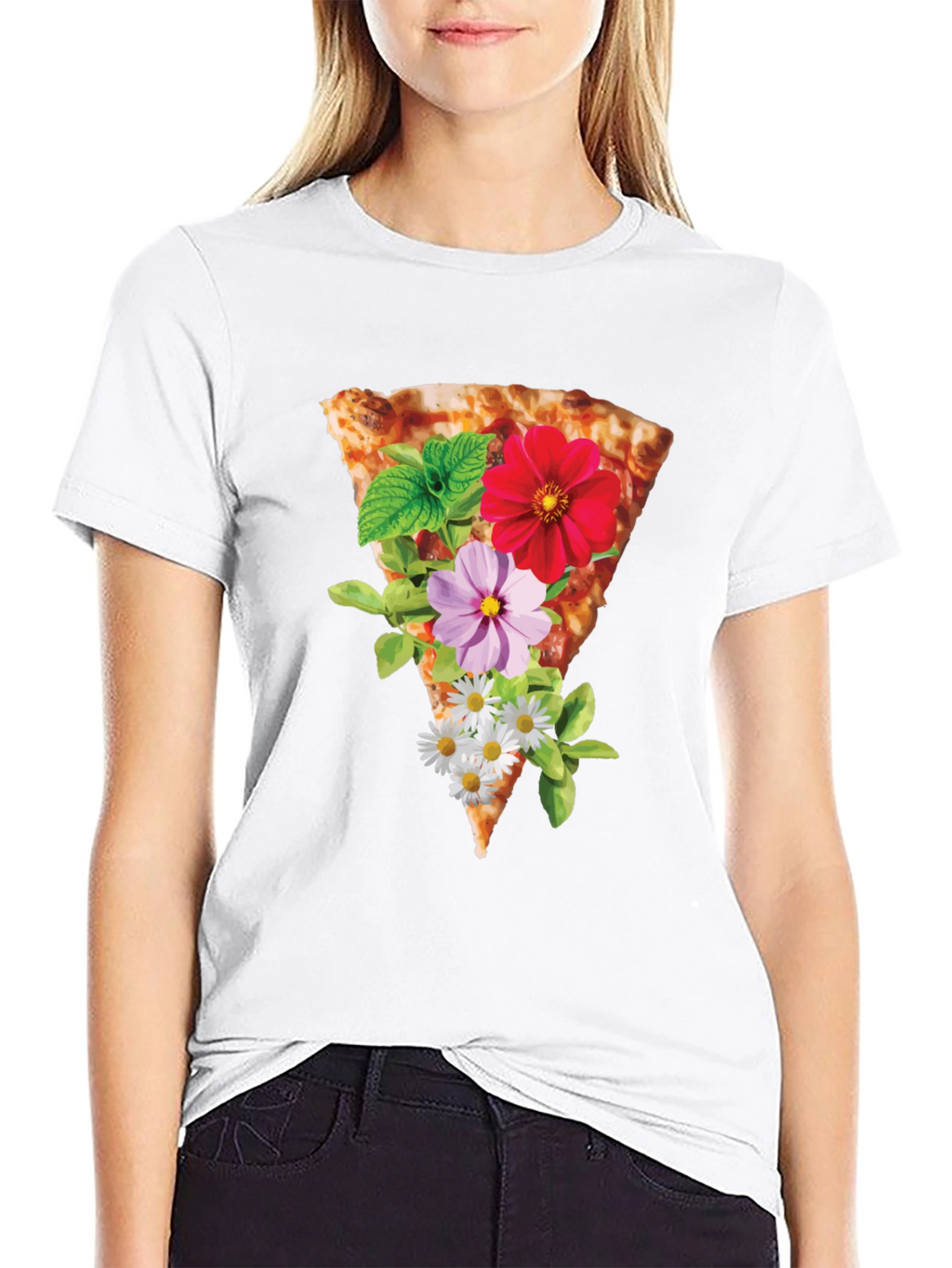 Pizza & Flowers Graphic Tee - Unisex