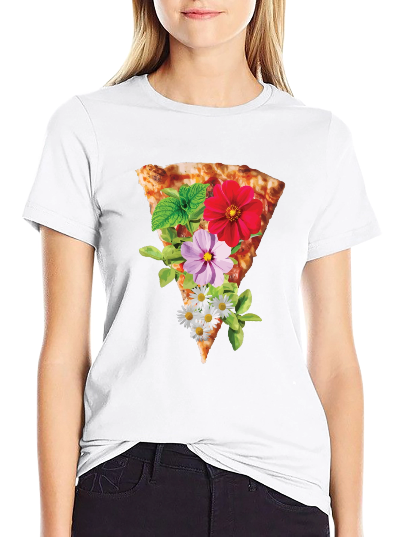 Pizza & Flowers Graphic Tee - Unisex