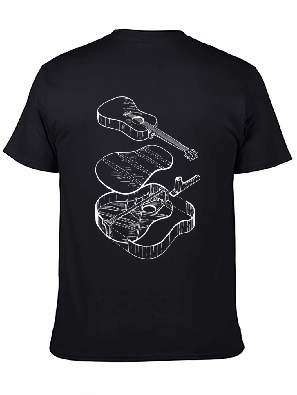 Exploded Guitar Black Graphic T-Shirt