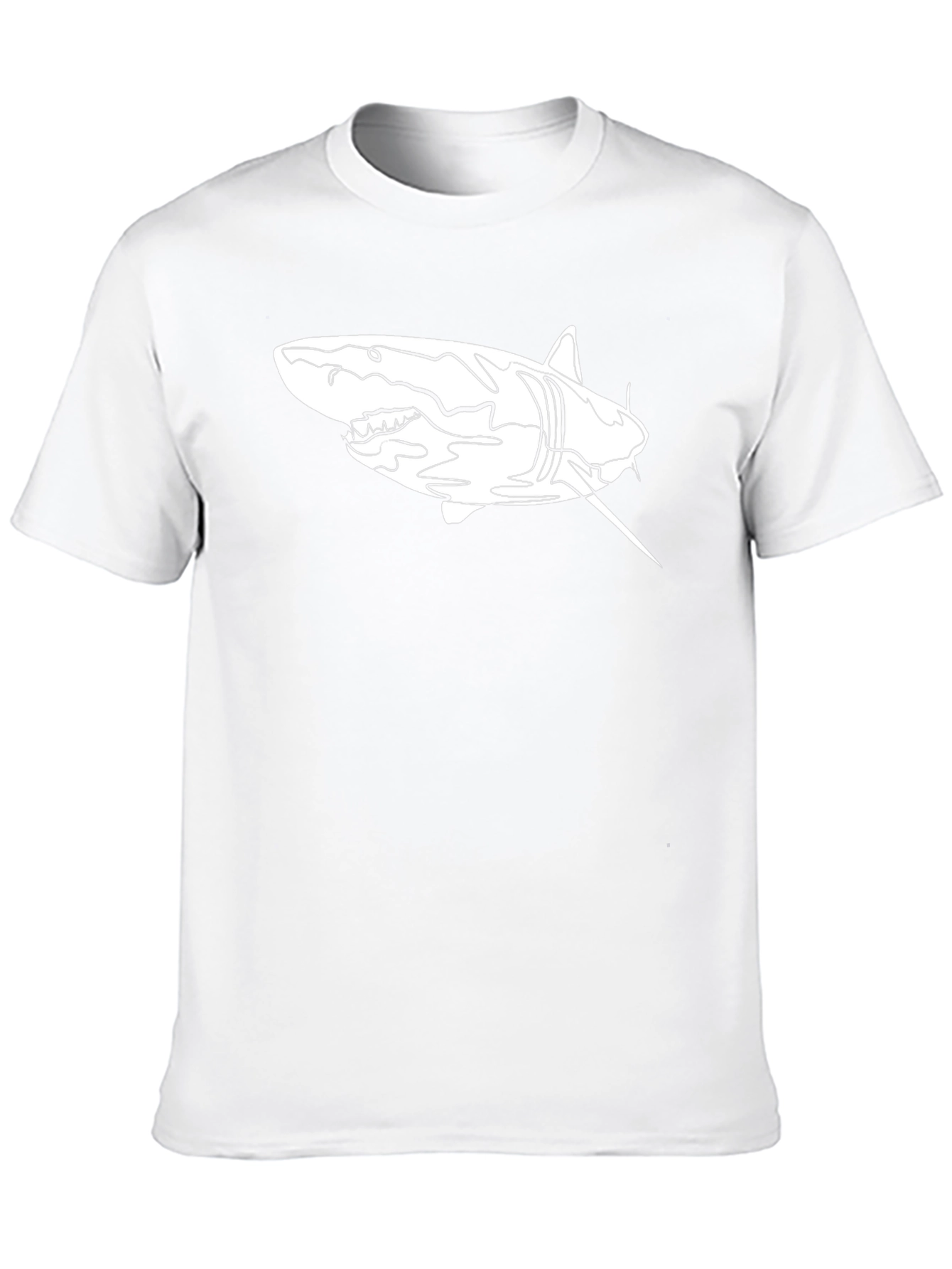 Shark Line Art Graphic Tee - Black Cotton