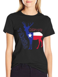 Denton Texas Deer Graphic Tee - Black Cotton Blend