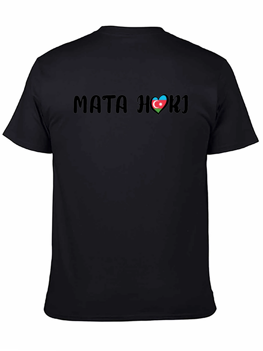 Mata Hari Azerbaijan Flag Heart Black T-Shirt