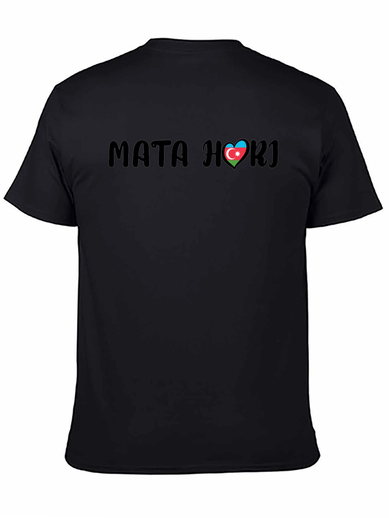 Mata Hari Azerbaijan Flag Heart Black T-Shirt