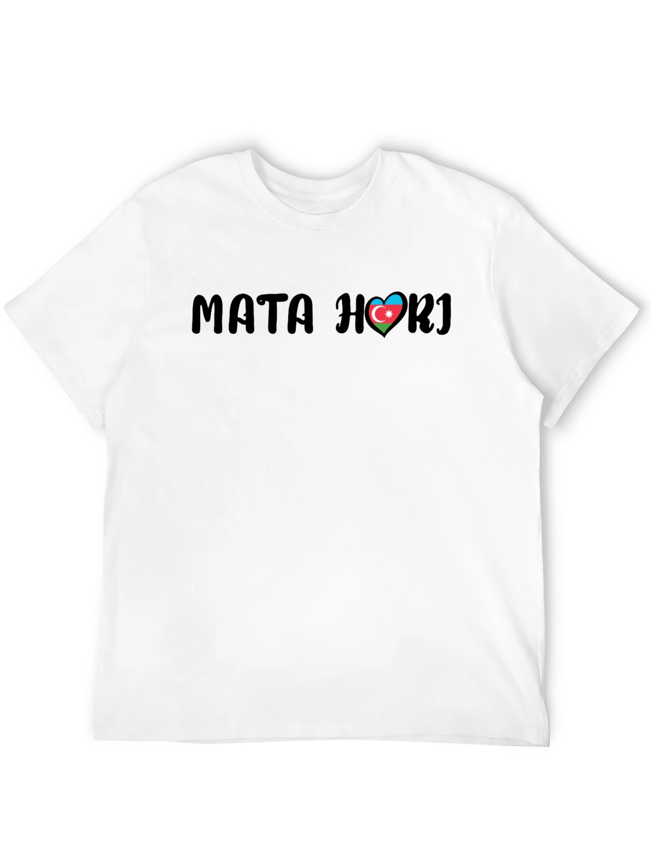 Mata Hari Azerbaijan Flag Heart Black T-Shirt