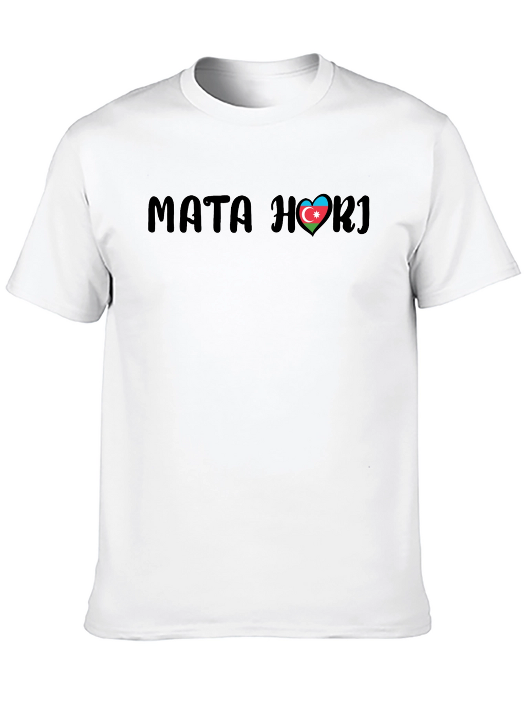 Mata Hari Azerbaijan Flag Heart Black T-Shirt