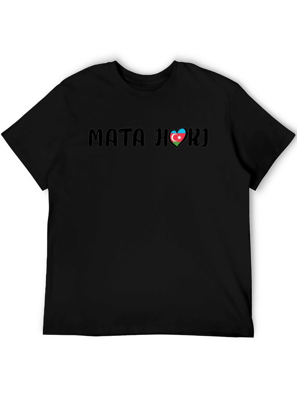 Mata Hari Azerbaijan Flag Heart Black T-Shirt