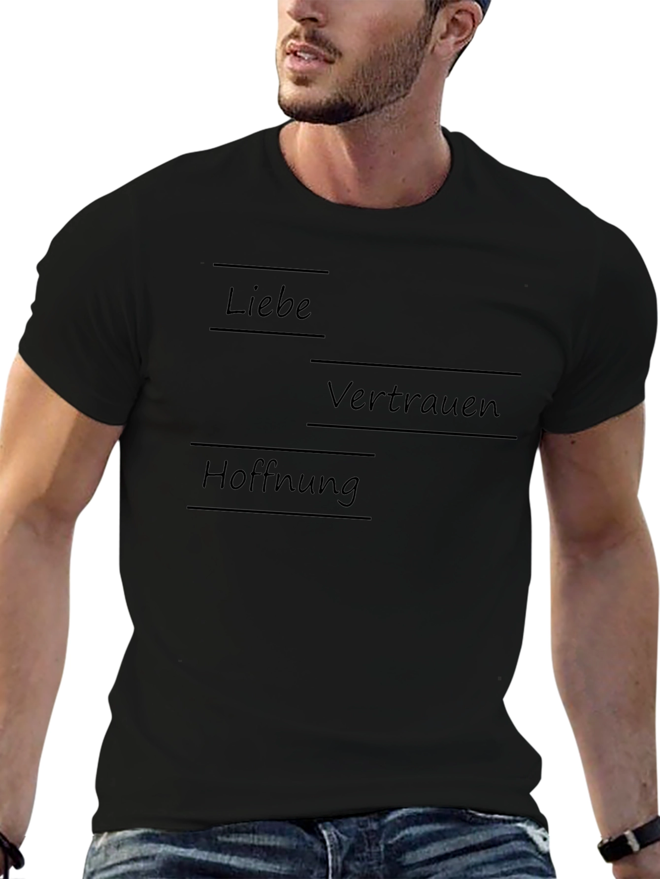 Love Trust Hope T-Shirt - Black Crew Neck Tee