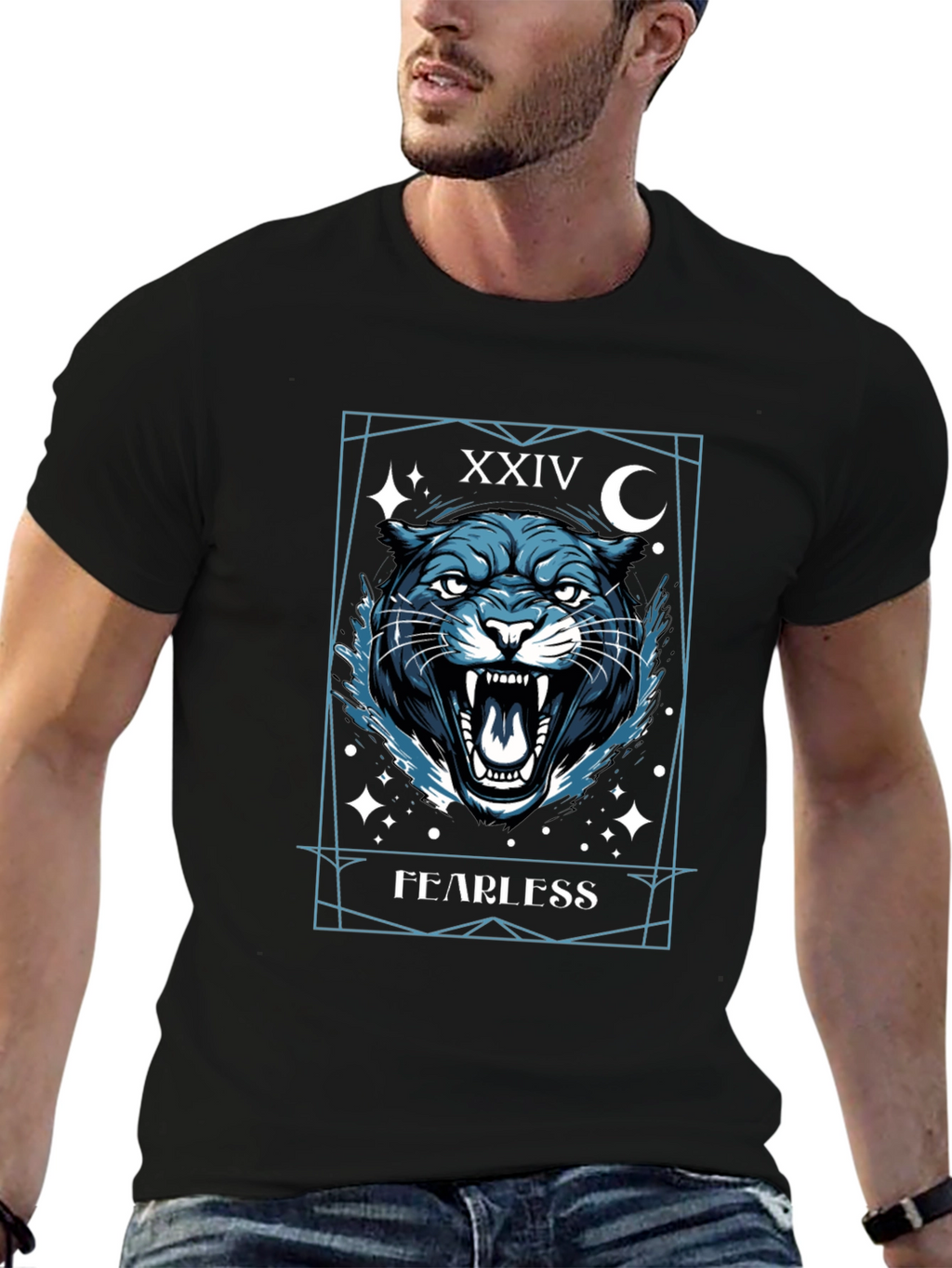 Fearless Panther Graphic Tee - Mens Black T-Shirt