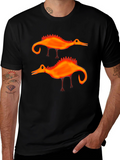 Whimsical Dino T-Shirt: Quirky Orange Design