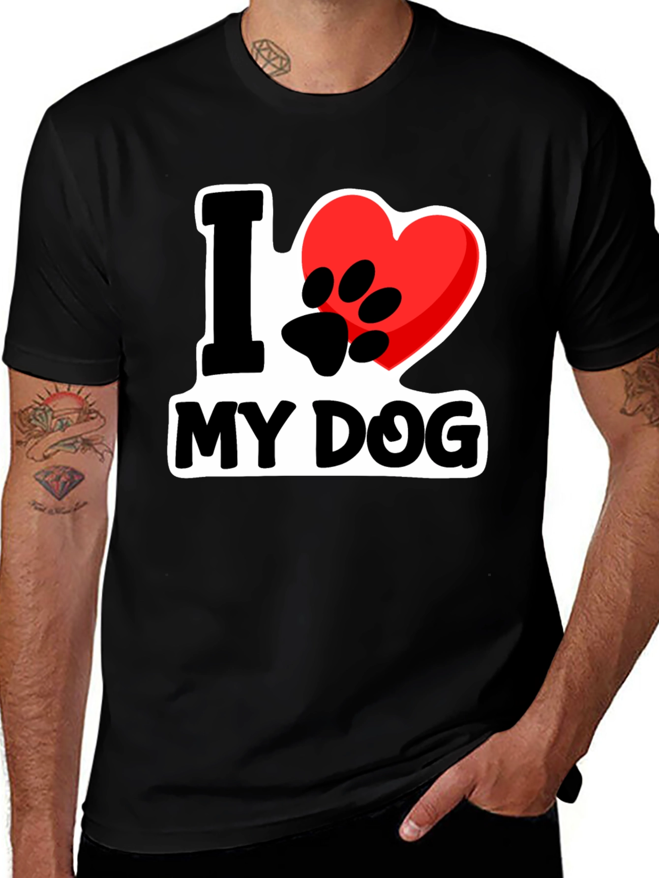 I Love My Dog T-Shirt - Heart Paw Print Design