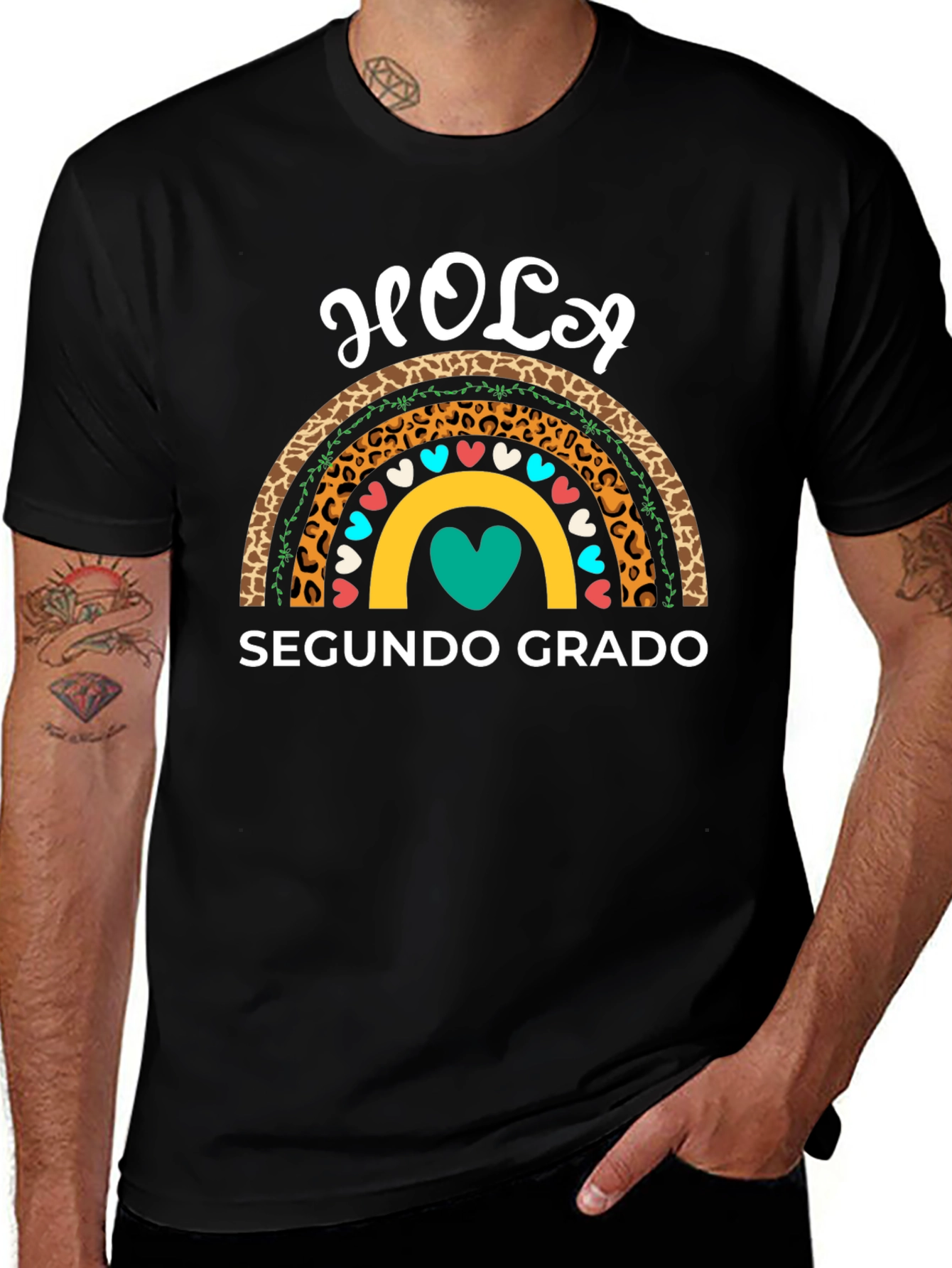 Hola Segundo Grado Rainbow Teacher T-Shirt