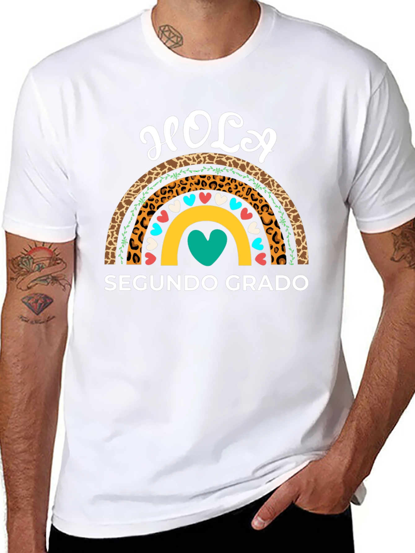Hola Segundo Grado Rainbow Teacher T-Shirt