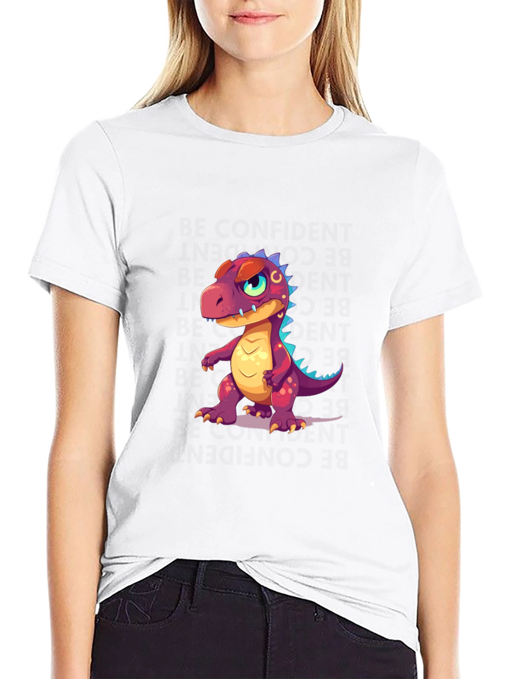 Dino Cartoon T-Shirt - Stylish Black Tee