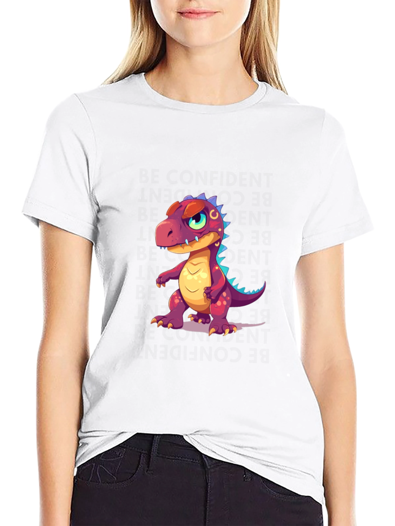 Dino Cartoon T-Shirt - Stylish Black Tee