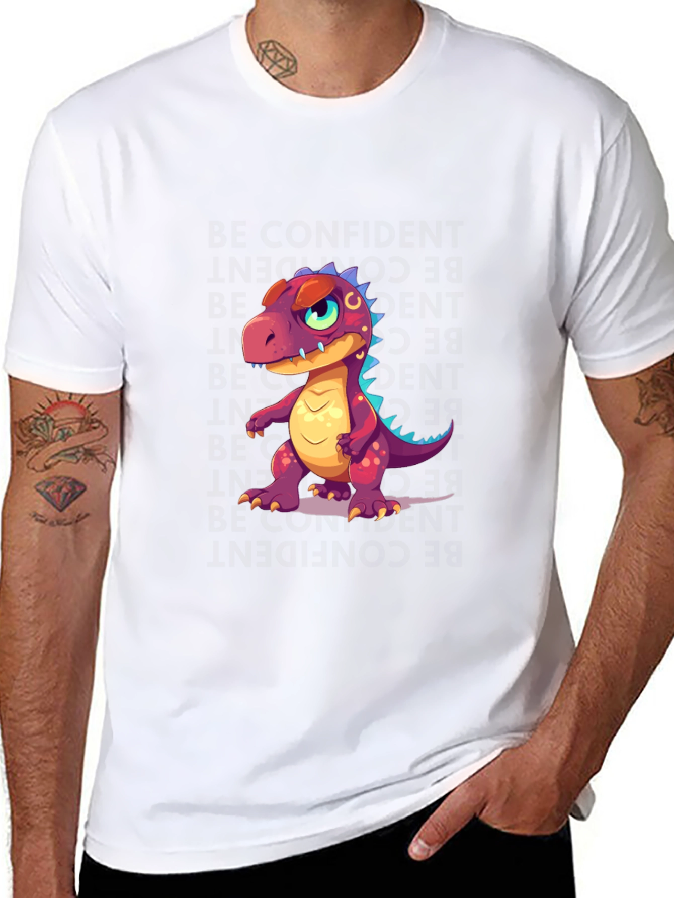 Dino Cartoon T-Shirt - Stylish Black Tee