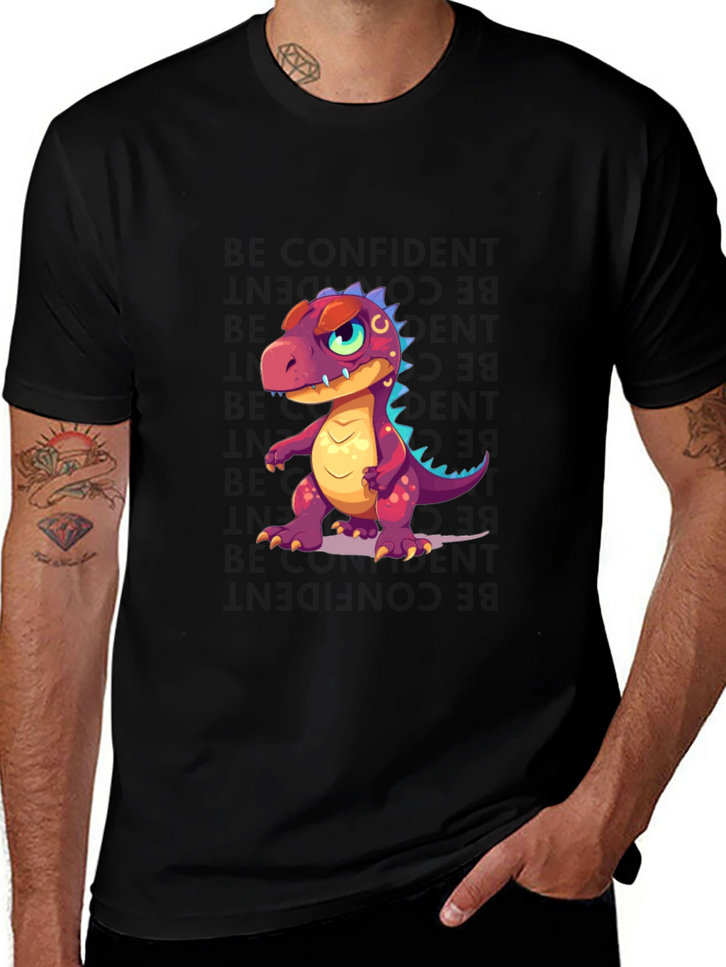 Dino Cartoon T-Shirt - Stylish Black Tee