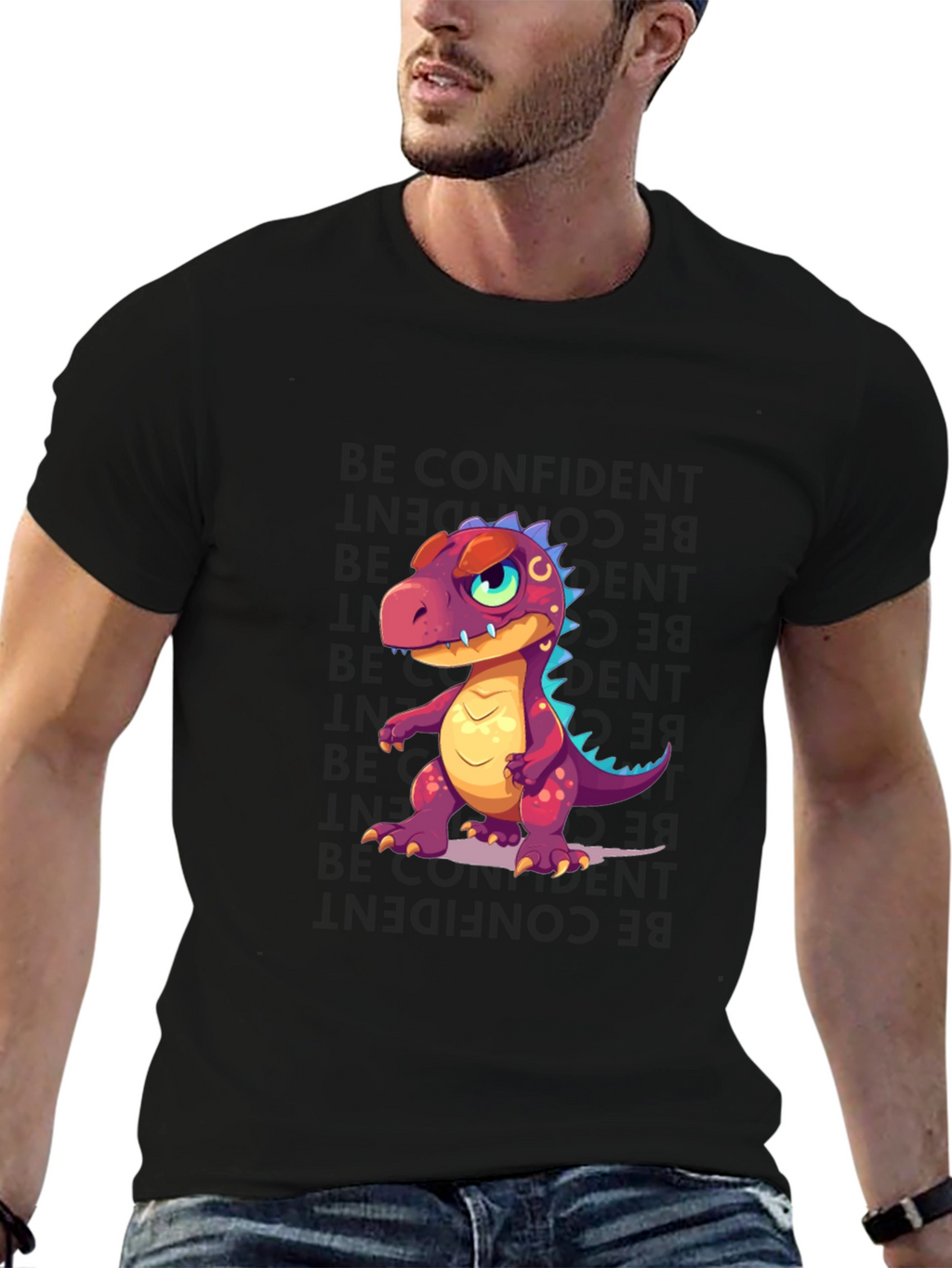 Dino Cartoon T-Shirt - Stylish Black Tee