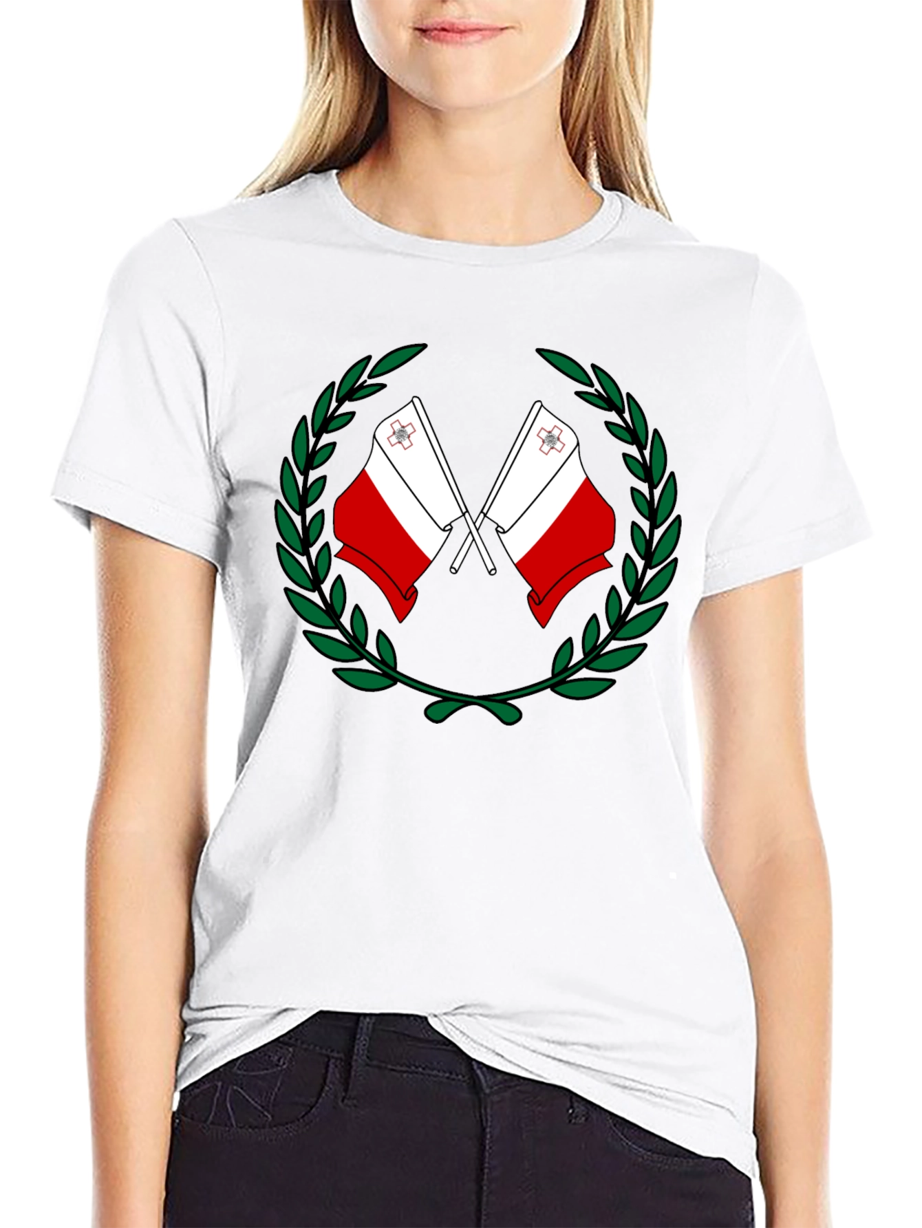 Malta Flag Laurel Wreath Graphic T-Shirt