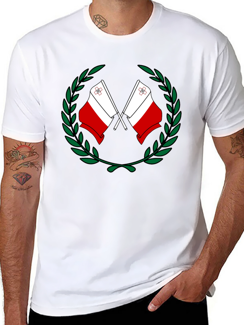 Malta Flag Laurel Wreath Graphic T-Shirt