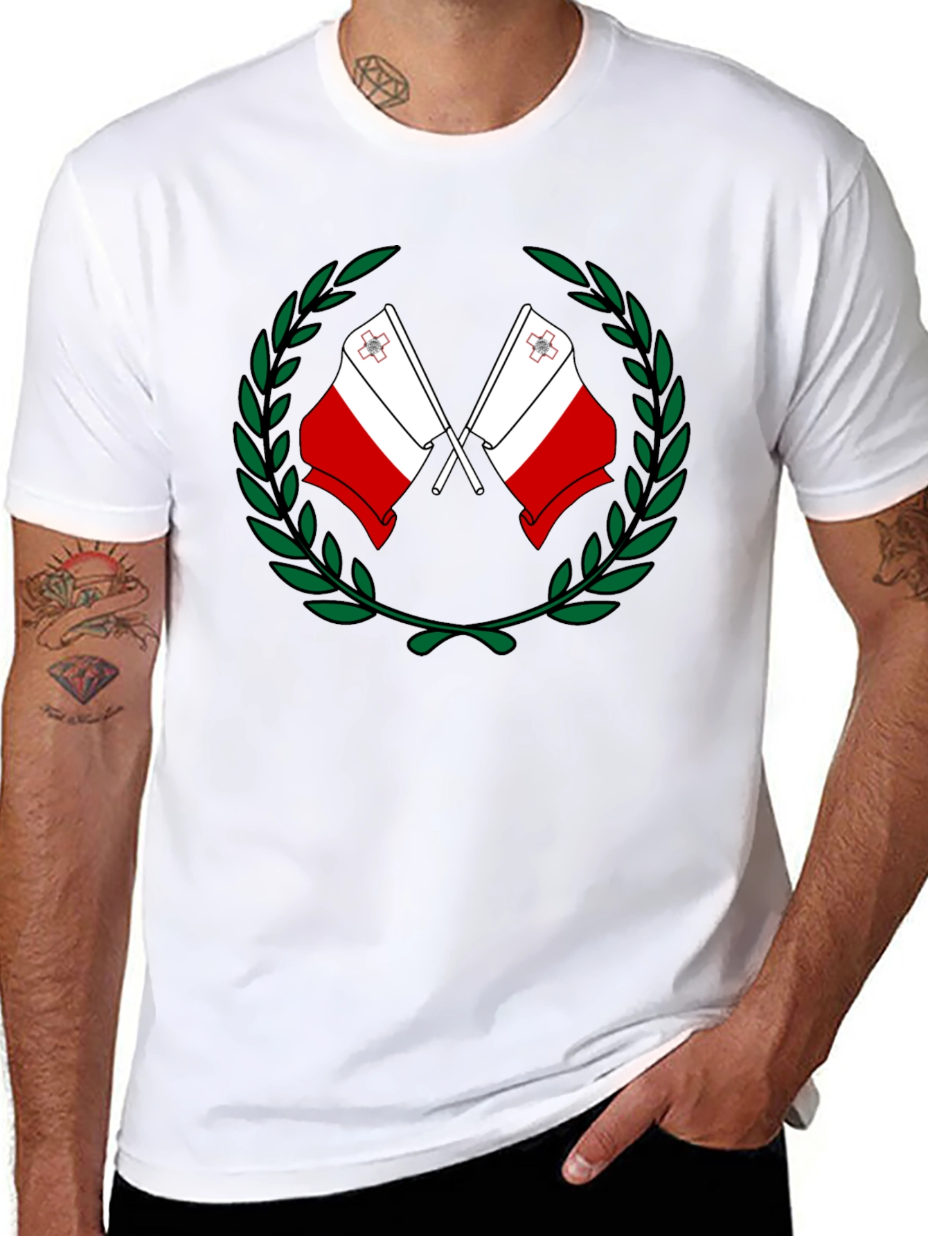 Malta Flag Laurel Wreath Graphic T-Shirt