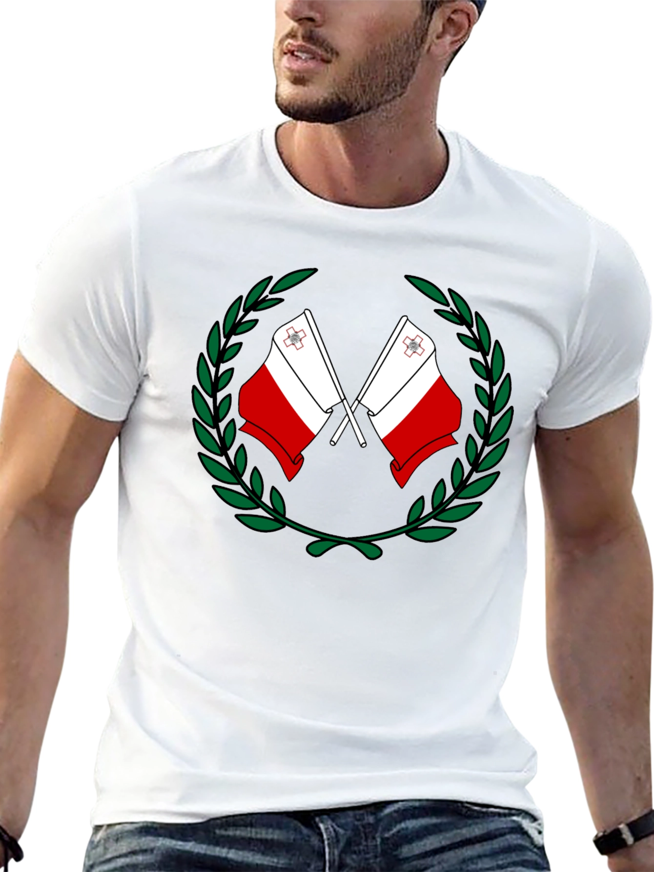 Malta Flag Laurel Wreath Graphic T-Shirt