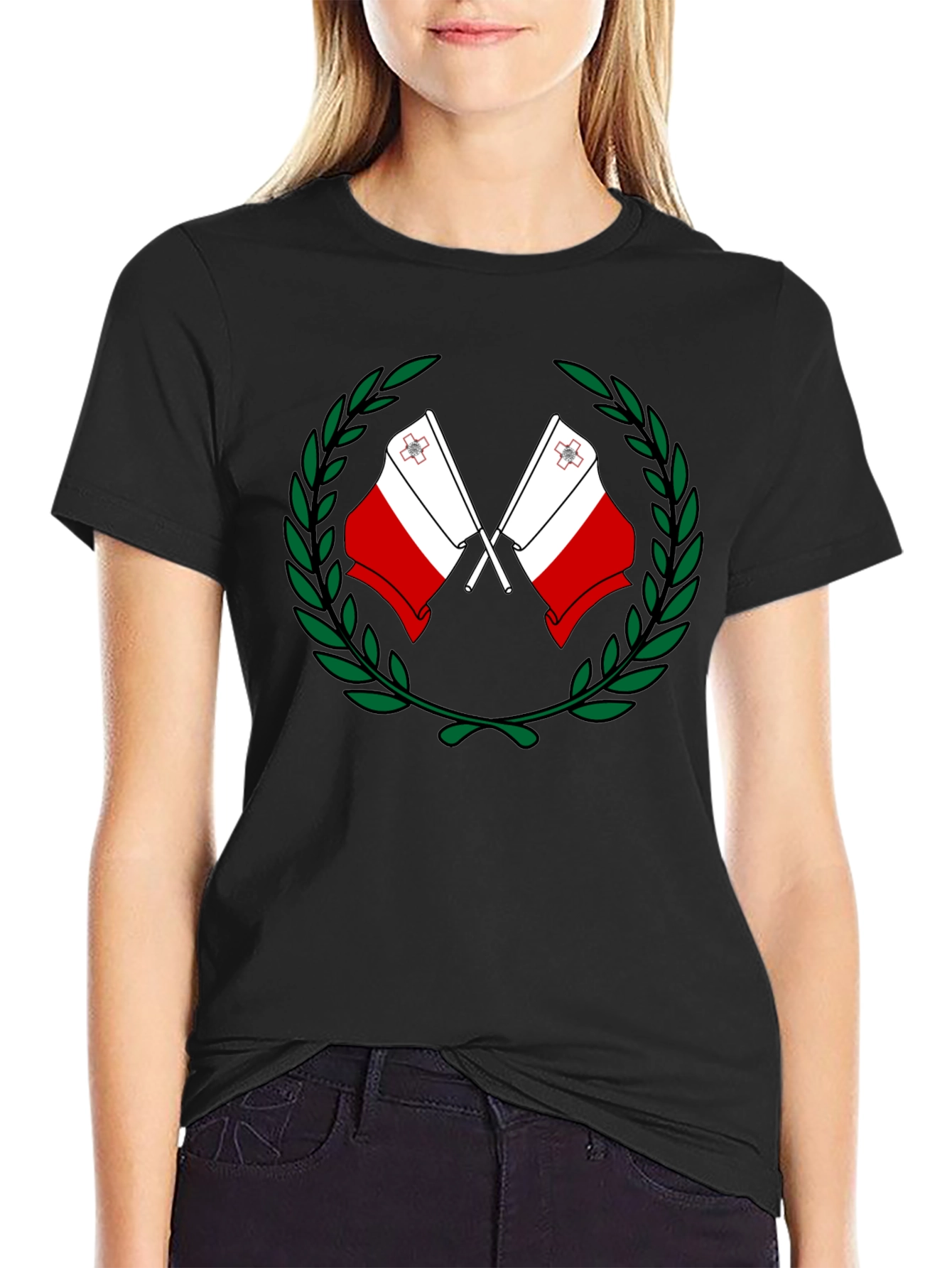 Malta Flag Laurel Wreath Graphic T-Shirt
