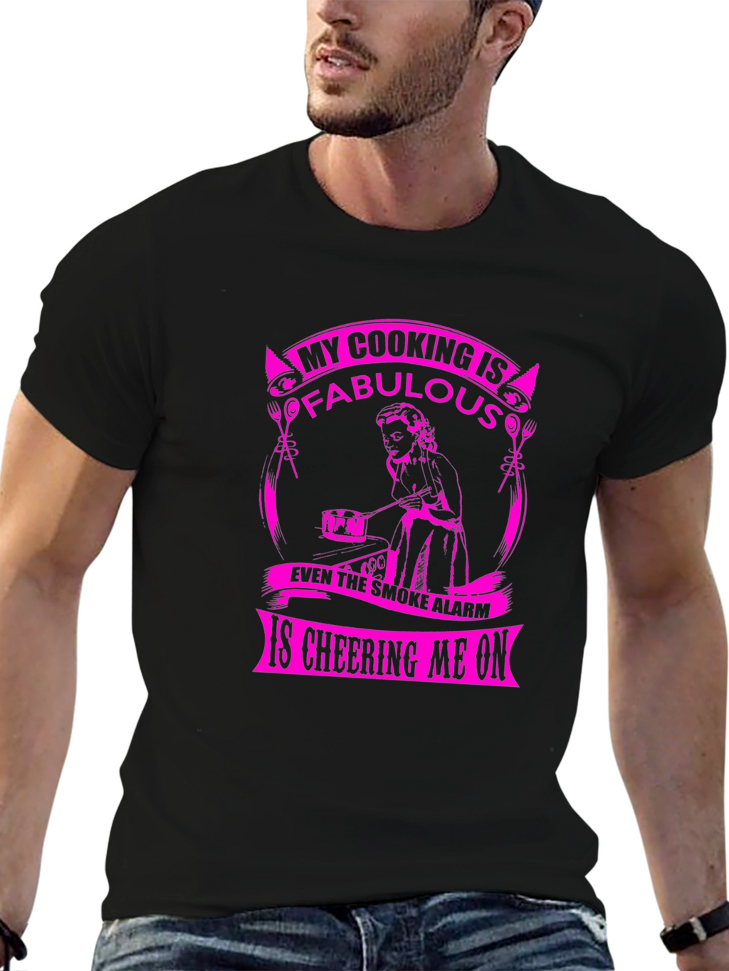 Funny Cooking Fabulous Smoke Alarm Mens Black T-Shirt