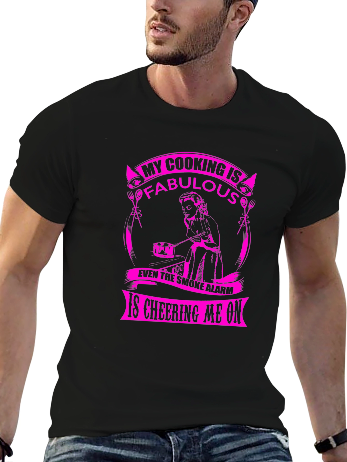 Funny Cooking Fabulous Smoke Alarm Mens Black T-Shirt