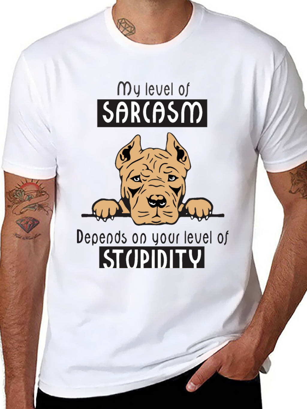 Sarcastic Dog Graphic Tee - Mens Black T-Shirt