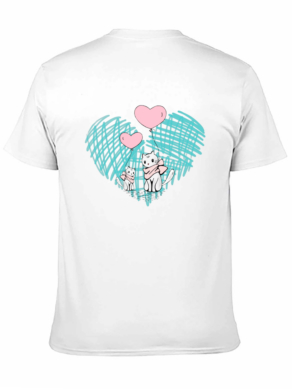 Cute Cats Heart Graphic Black Tee