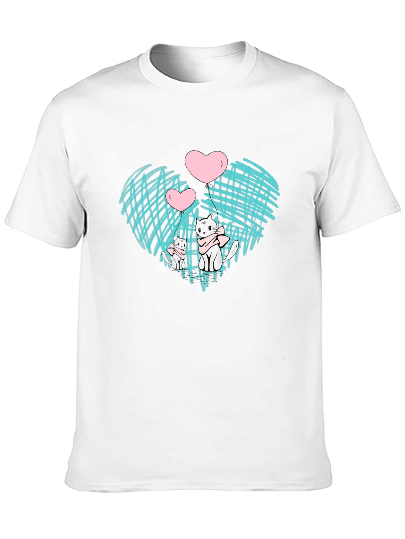 Cute Cats Heart Graphic Black Tee