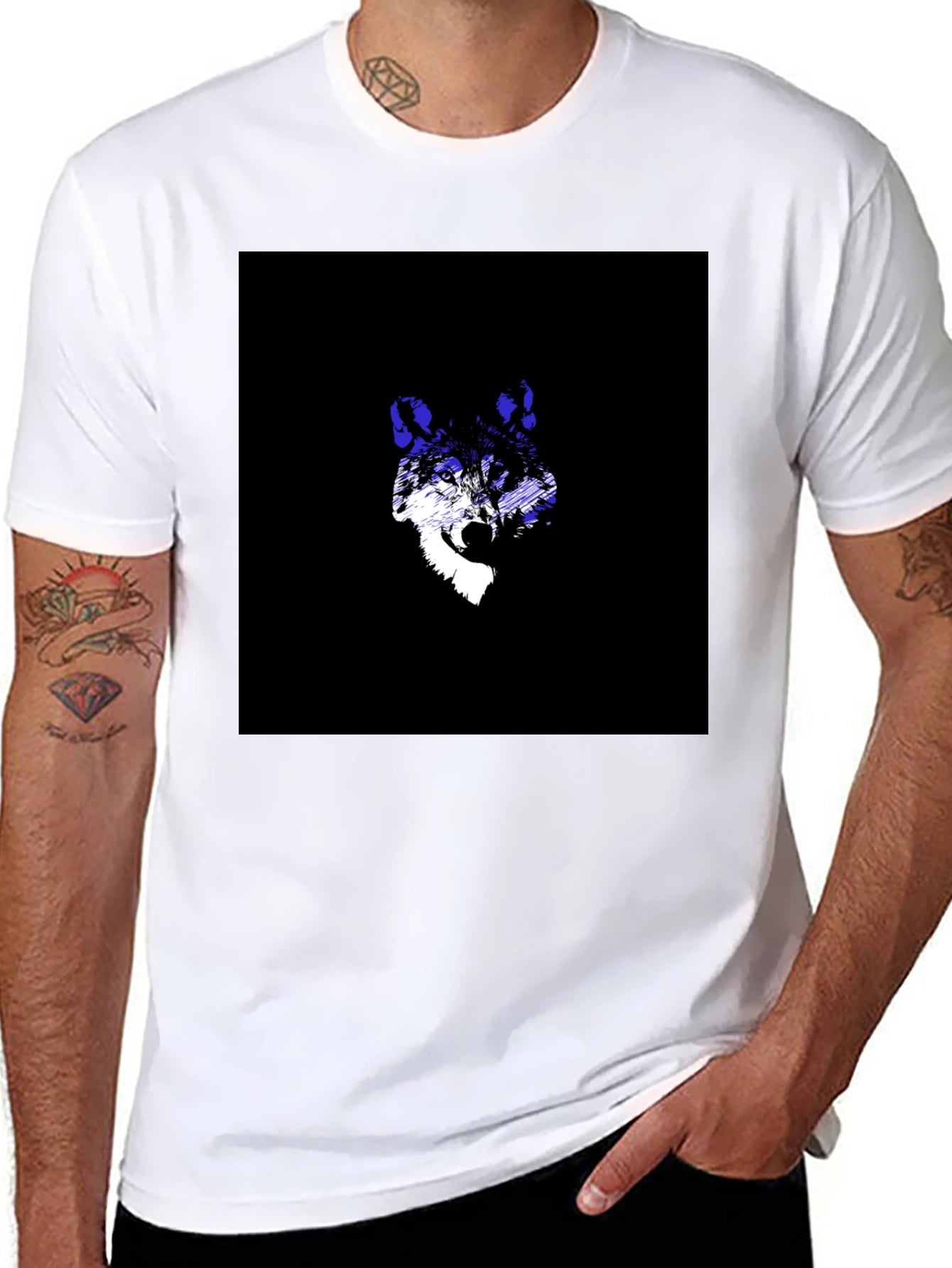 Wolf Graphic Tee - Black Crew Neck T-Shirt