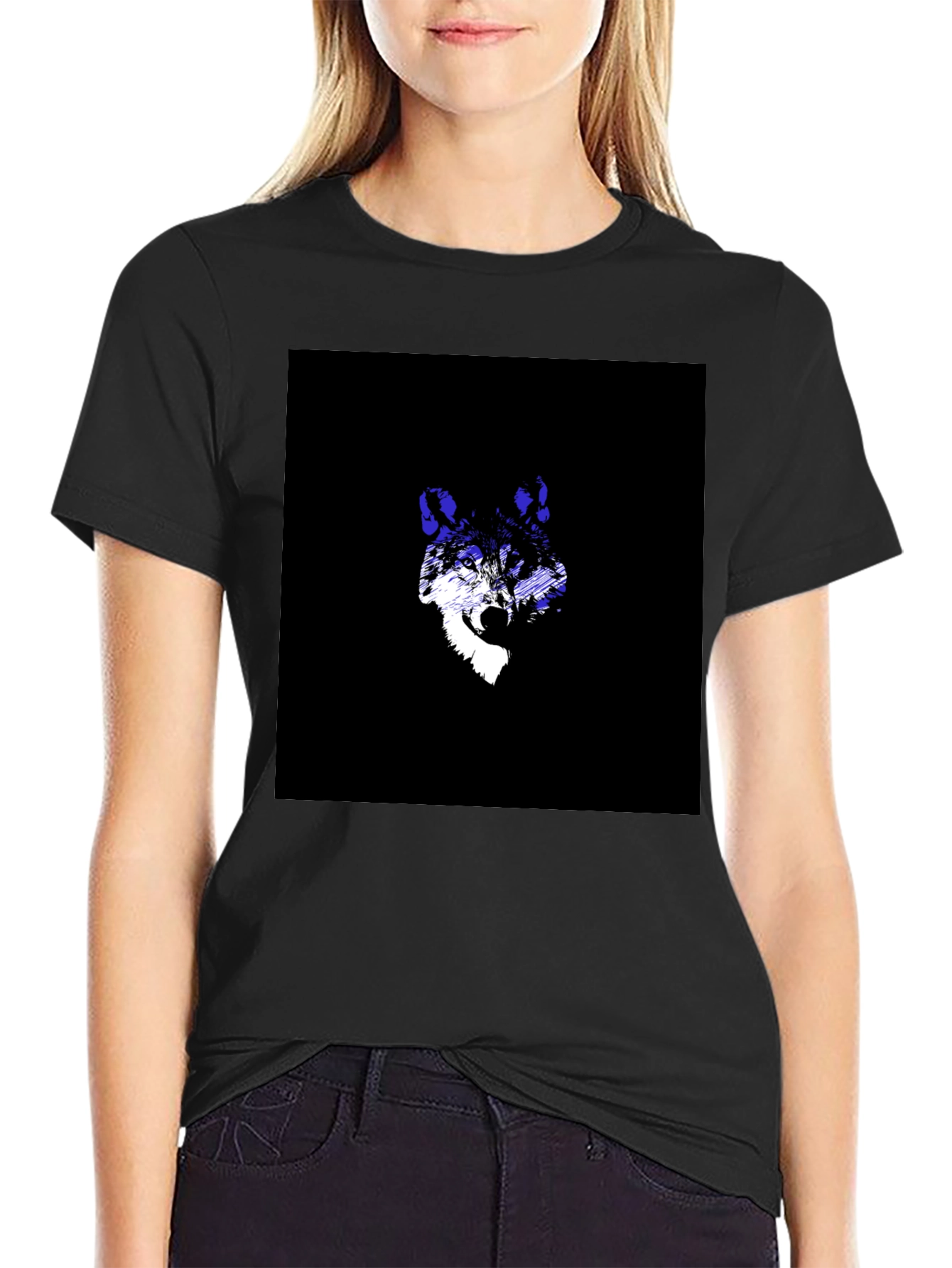 Wolf Graphic Tee - Black Crew Neck T-Shirt