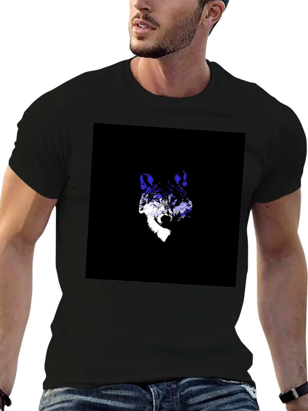 Wolf Graphic Tee - Black Crew Neck T-Shirt