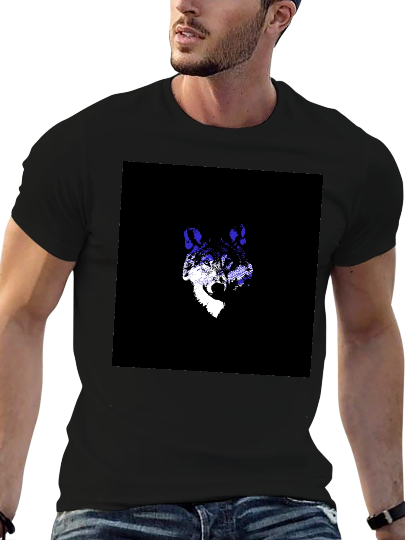 Wolf Graphic Tee - Black Crew Neck T-Shirt