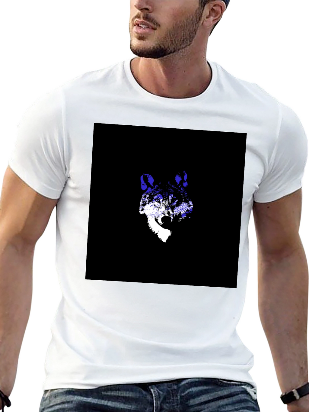 Wolf Graphic Tee - Black Crew Neck T-Shirt