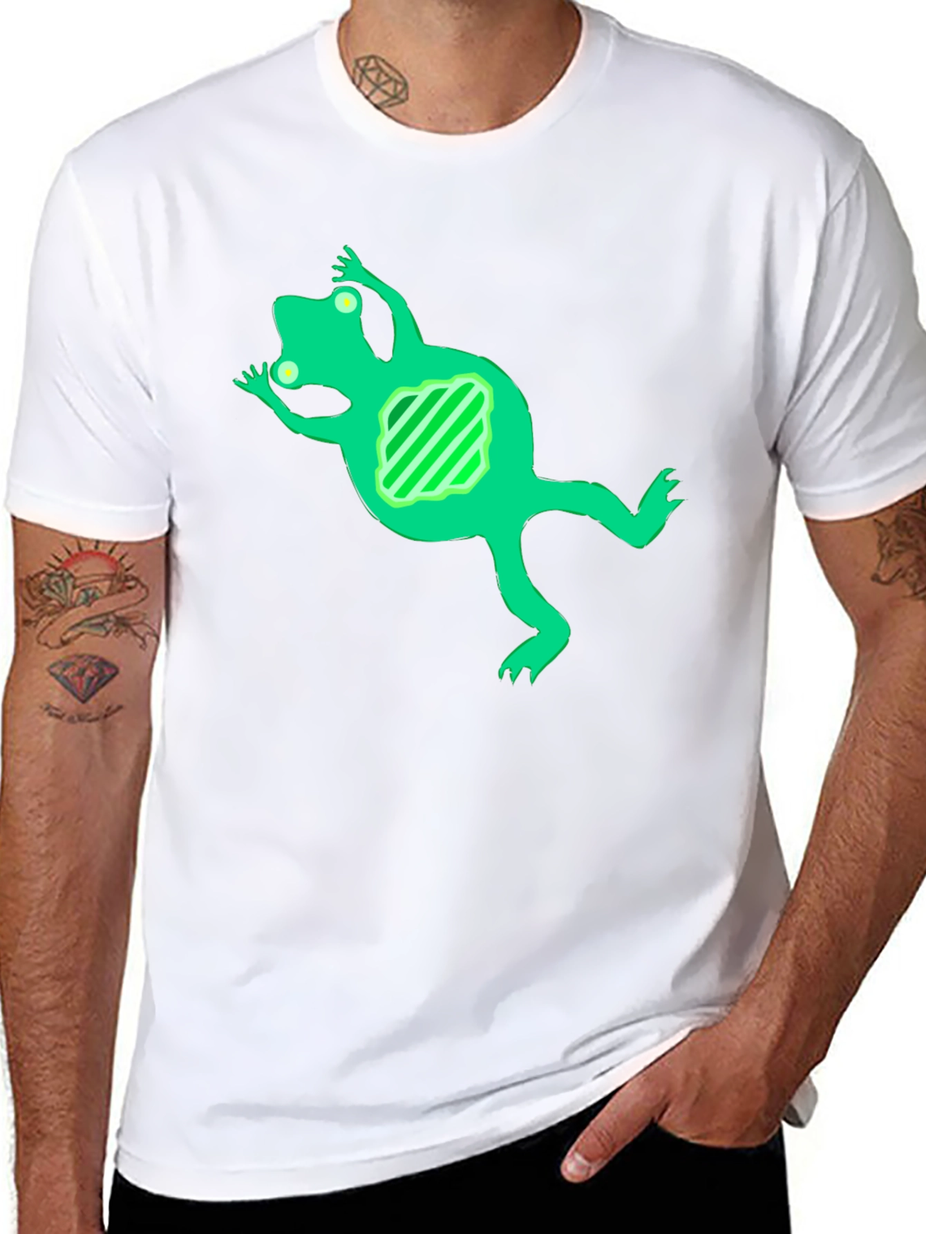 Cool Frog Graphic Tee - Black Cotton Blend