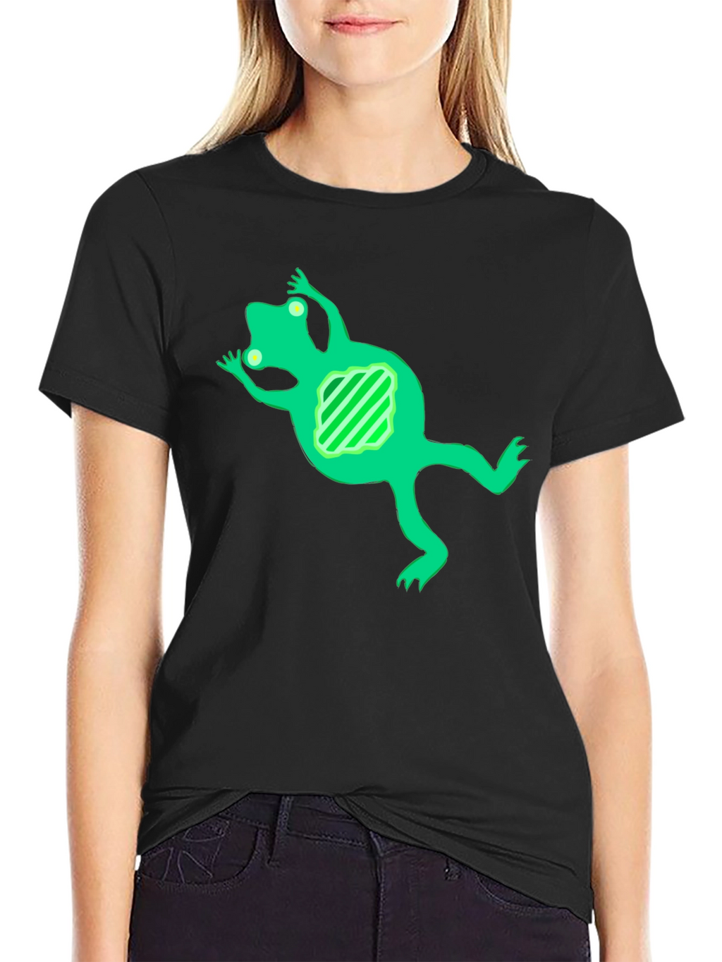 Cool Frog Graphic Tee - Black Cotton Blend