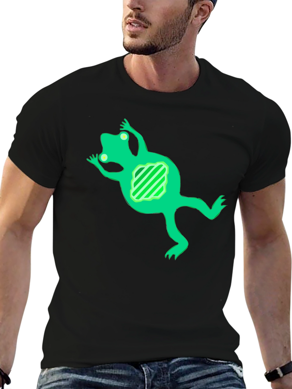 Cool Frog Graphic Tee - Black Cotton Blend