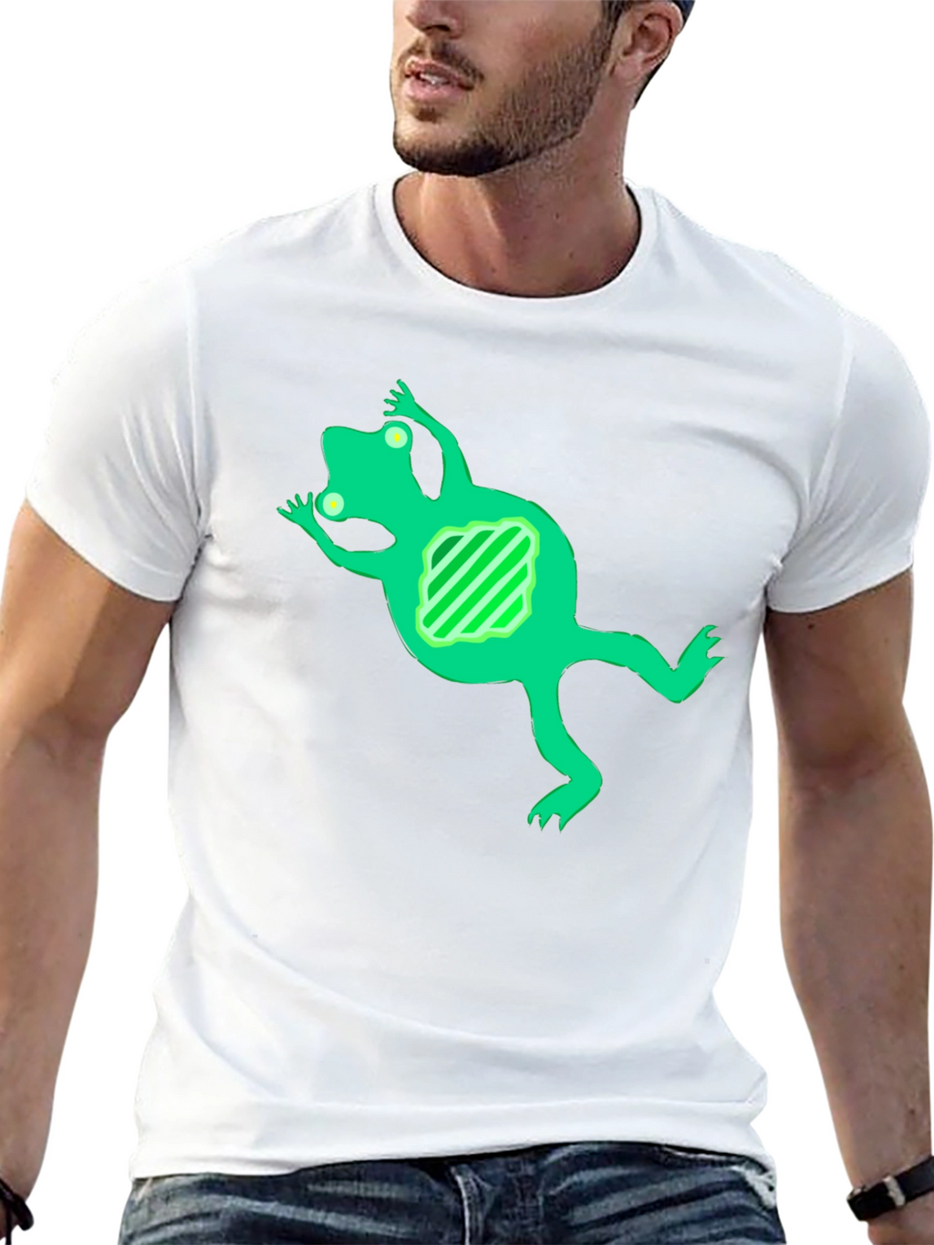 Cool Frog Graphic Tee - Black Cotton Blend