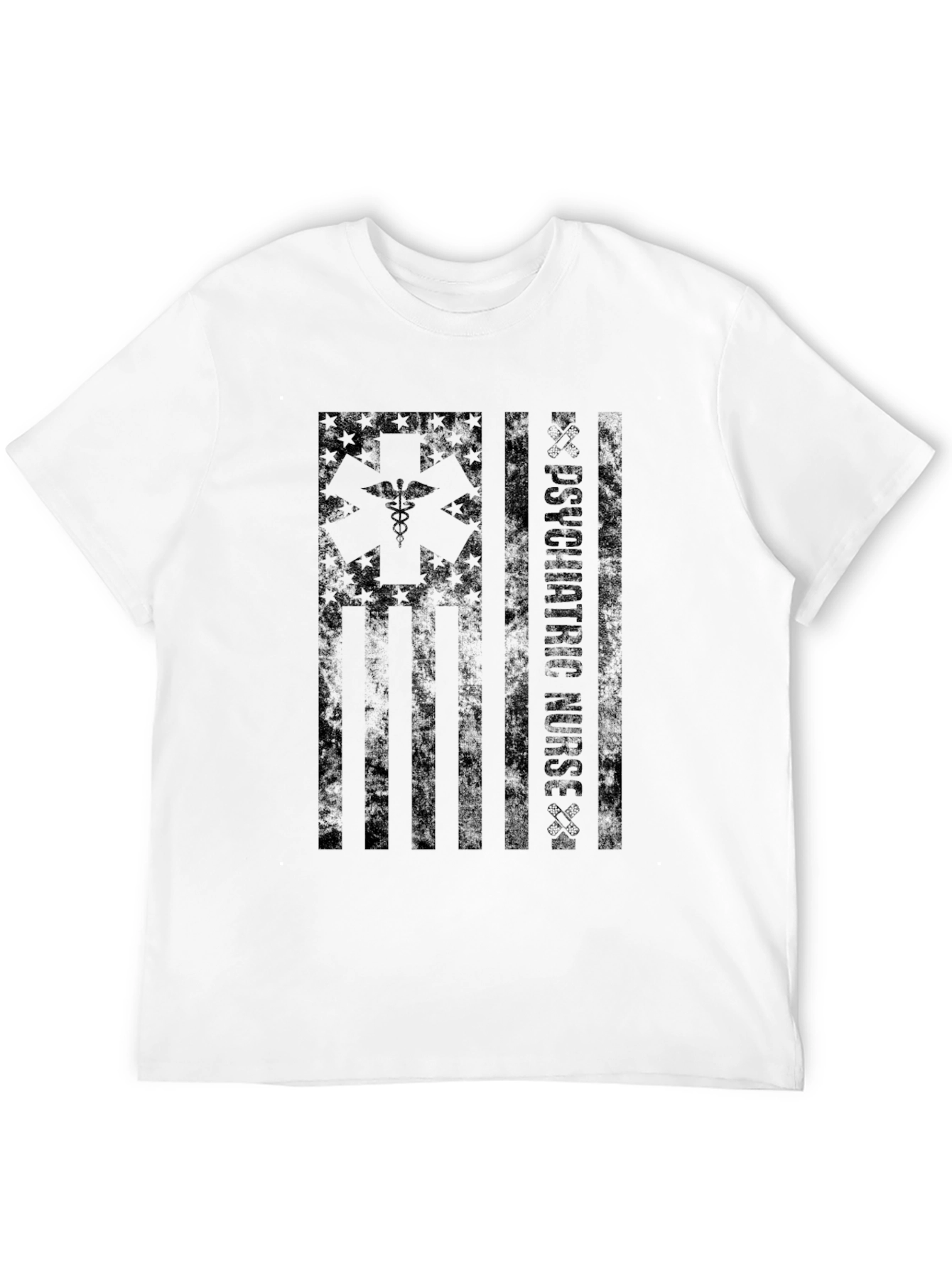 Psychiatric Nurse USA Flag Graphic T-Shirt