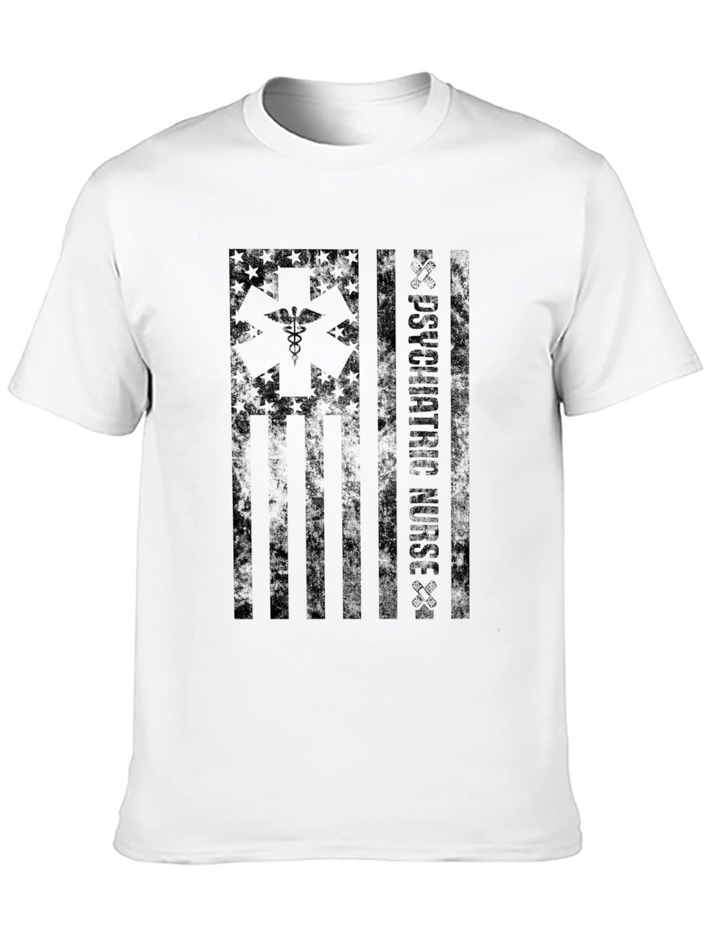 Psychiatric Nurse USA Flag Graphic T-Shirt