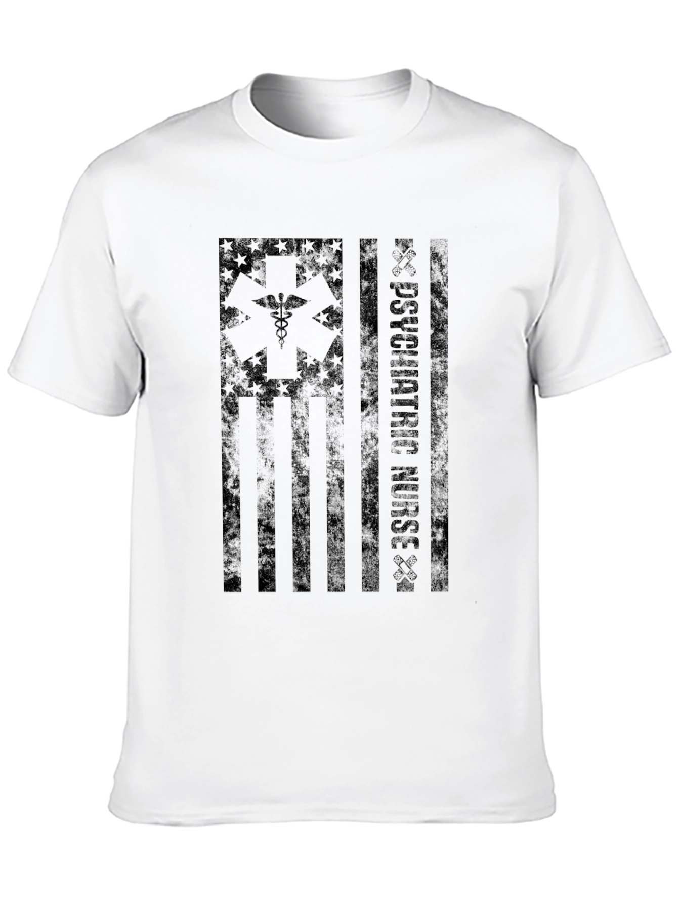 Psychiatric Nurse USA Flag Graphic T-Shirt