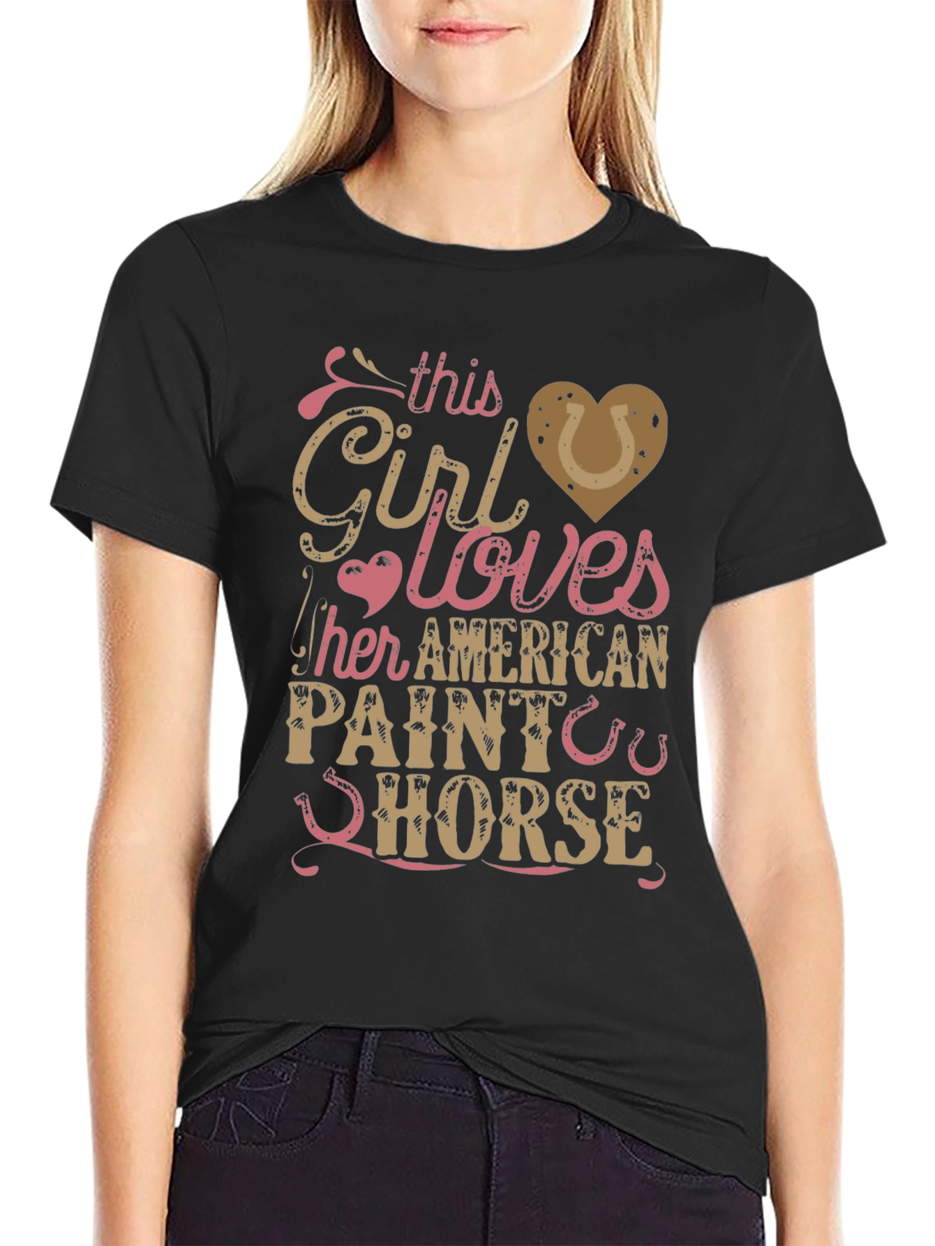 Girl Loves American Paint Horse Graphic Tee
