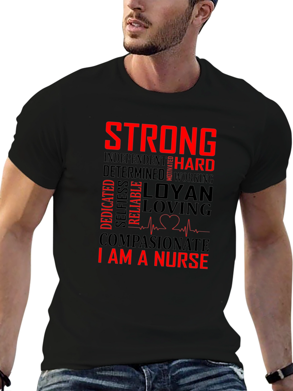 Strong Nurse Graphic T-Shirt Black