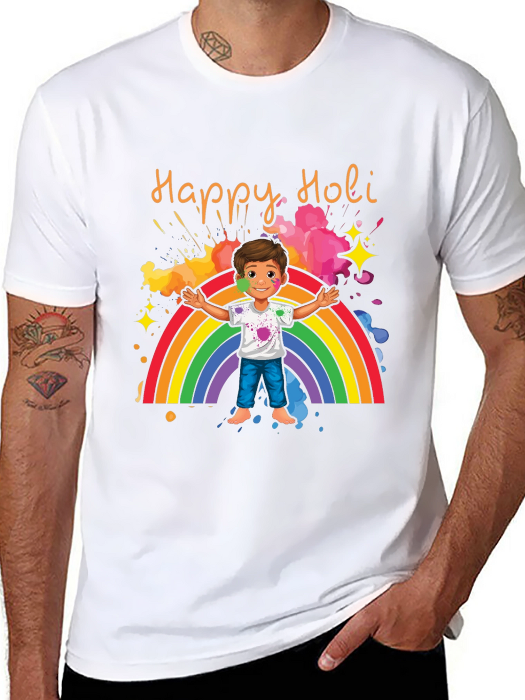 Happy Holi T-Shirt - Rainbow & Celebration