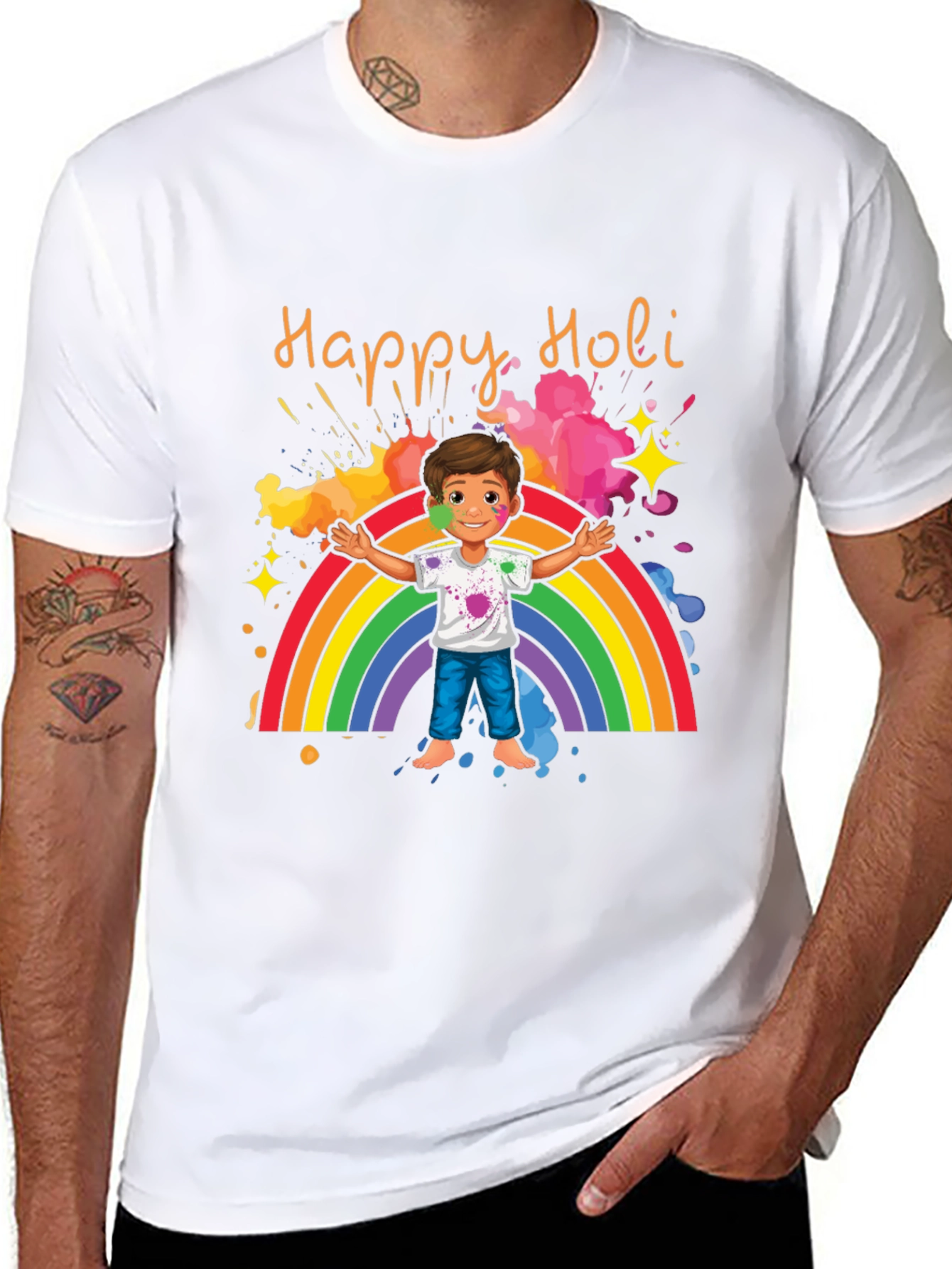 Happy Holi T-Shirt - Rainbow & Celebration