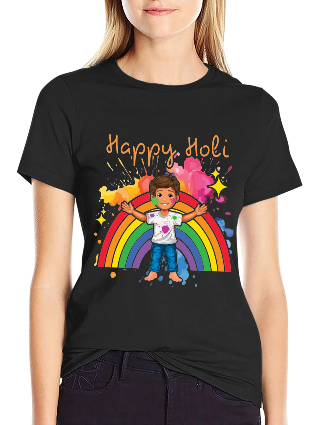 Happy Holi T-Shirt - Rainbow & Celebration
