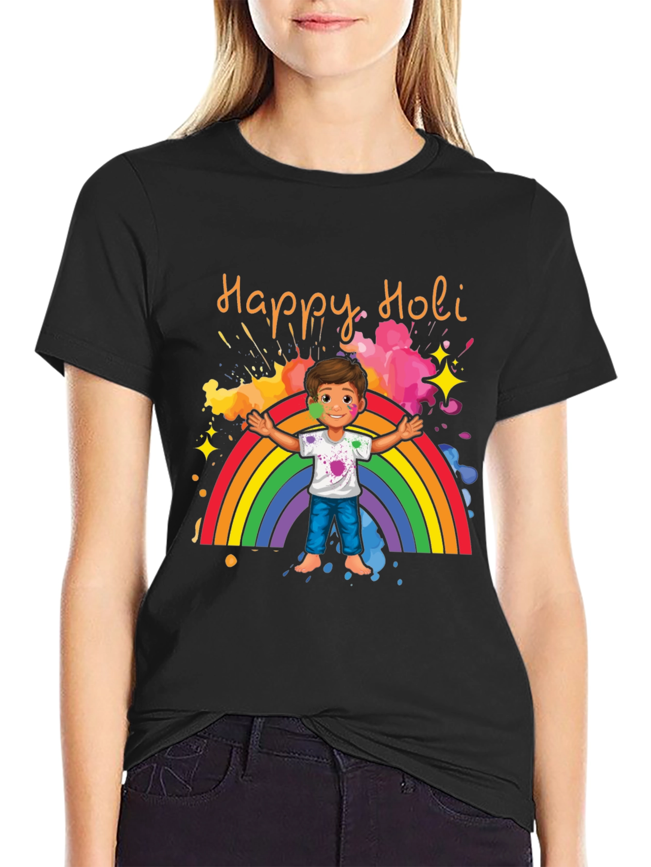 Happy Holi T-Shirt - Rainbow & Celebration